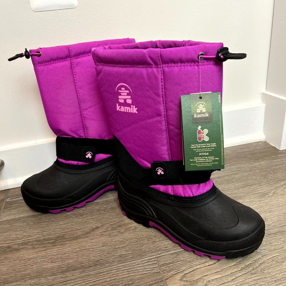 NWT Kamik Rocket Winter Waterproof Insulated Snow Boots Magenta Kids Size 6